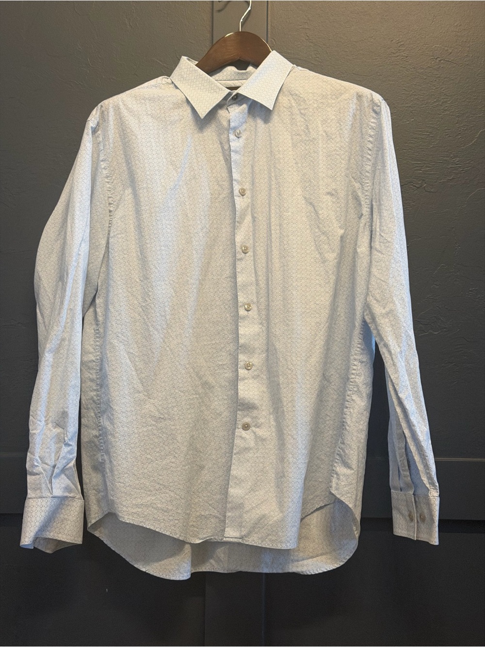 Perry Ellis Light Blue Micro-Print Dress Shirt